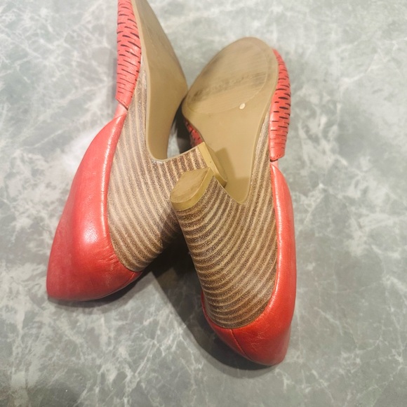 Franco Sarto Artist Collection Selina D’Orsay Block Heels SZ 9 Peach Leather - Picture 5 of 5